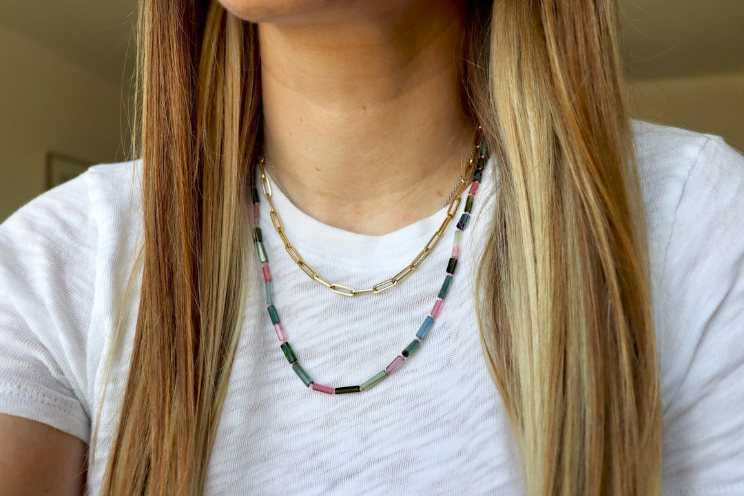 Multi-Colored Tourmaline Candy Mix-Beaded Necklace