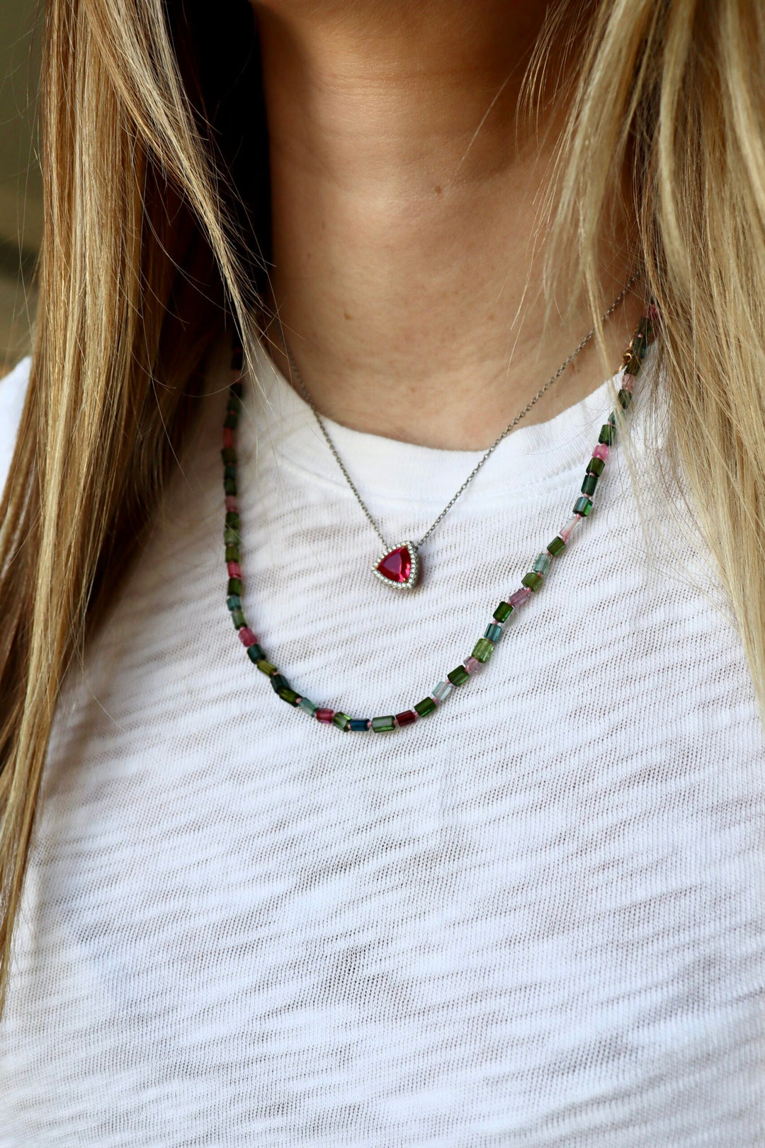 Multi-Colored Tourmaline Candy Small Mix-Beaded Necklace