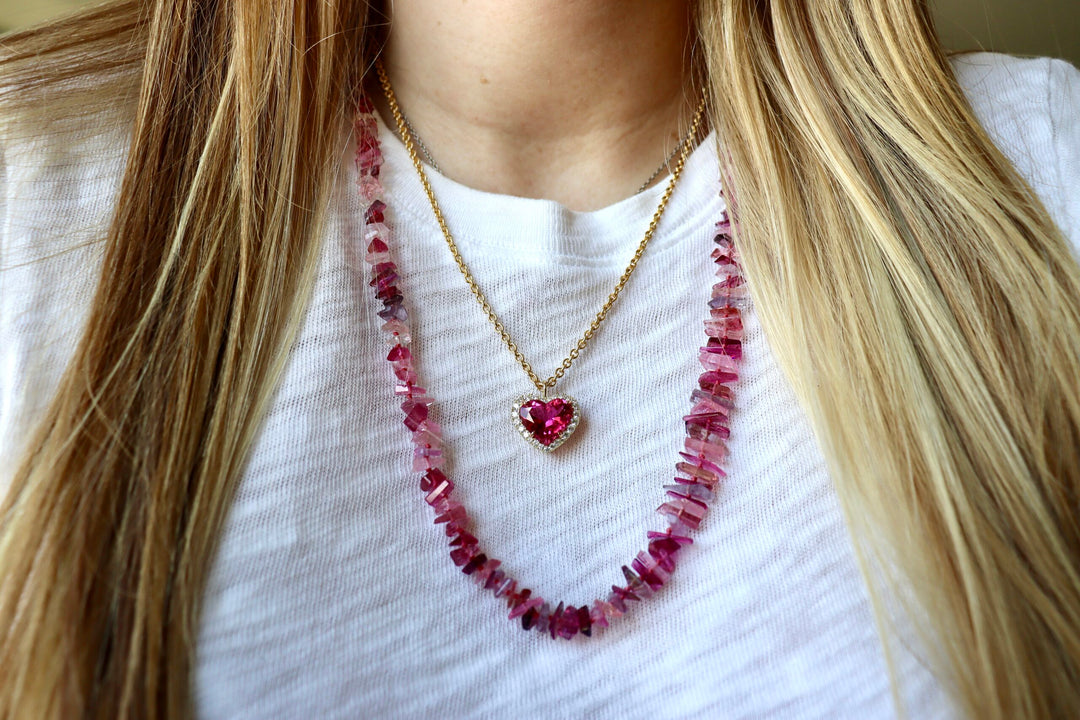 Multi-Colored Pink Tourmaline Jazz Candy Beaded Necklace