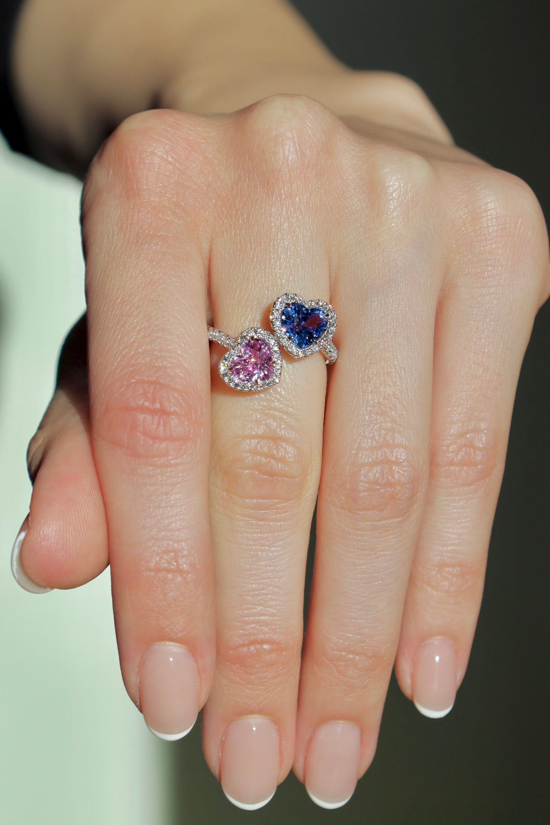 Hugging Heart Sapphire & Diamond Ring