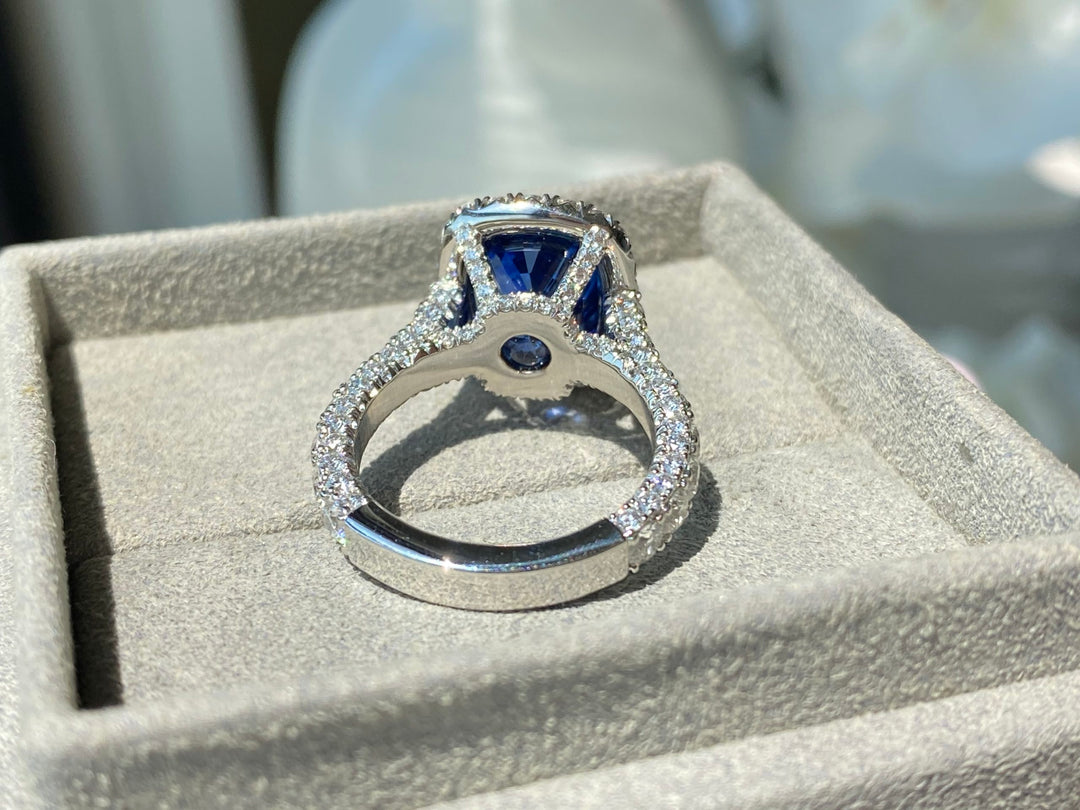 Cushion Sapphire & Diamond Ring