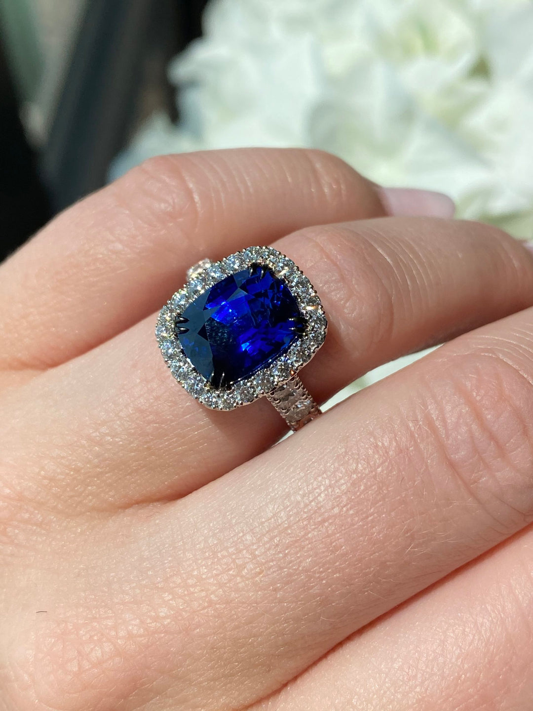 Cushion Sapphire & Diamond Ring