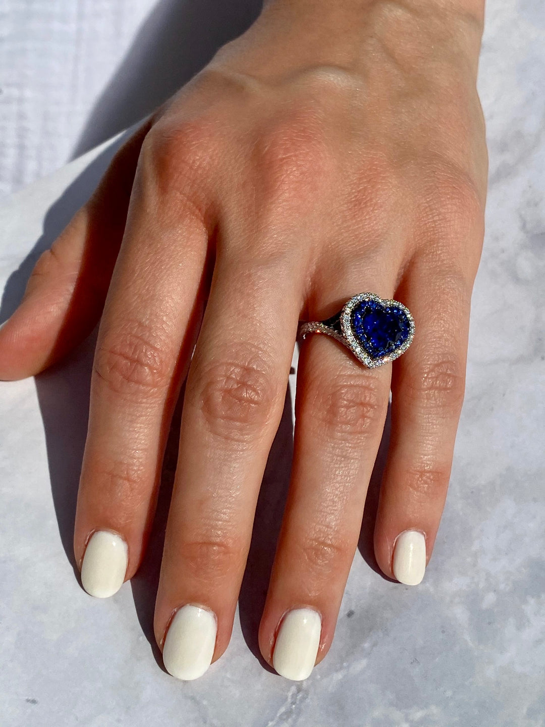 Heart Shaped Sapphire & Diamond Ring