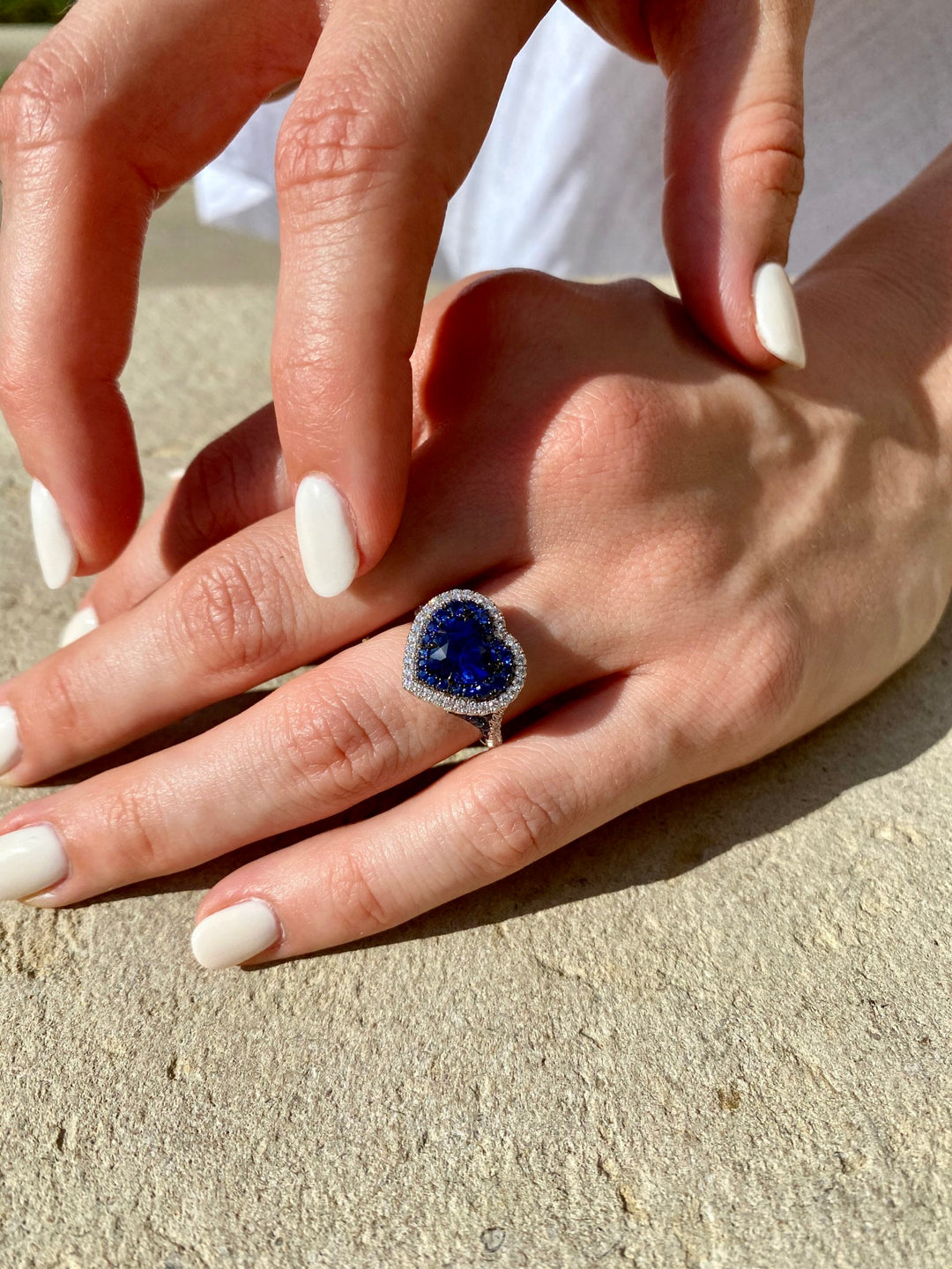 Heart Shaped Sapphire & Diamond Ring