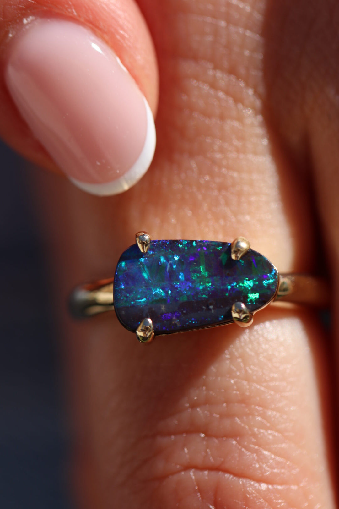 4.00ct Boulder Opal Ring in 14K Yellow Gold