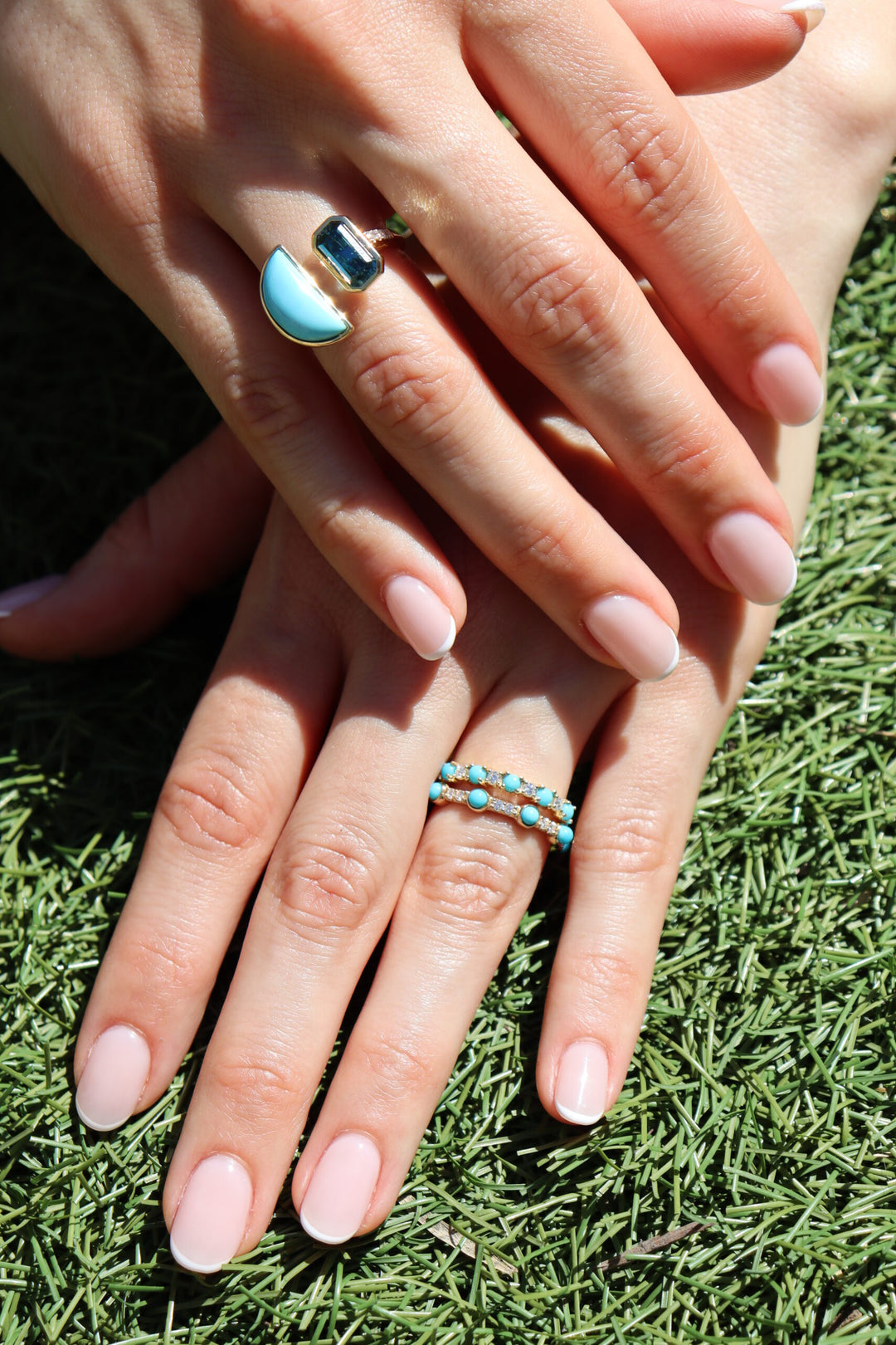 Turquoise & Diamond Stackable 14K Gold Ring