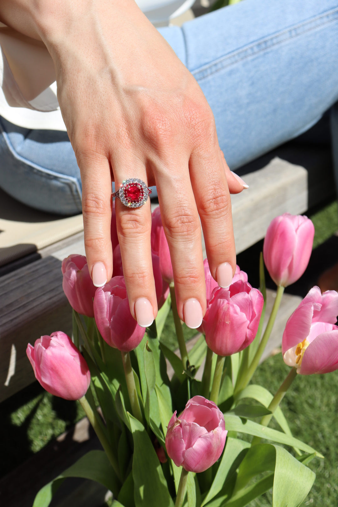 2.11ct Cushion Burmese "Pigeon's Blood" Ruby & Diamond Ring