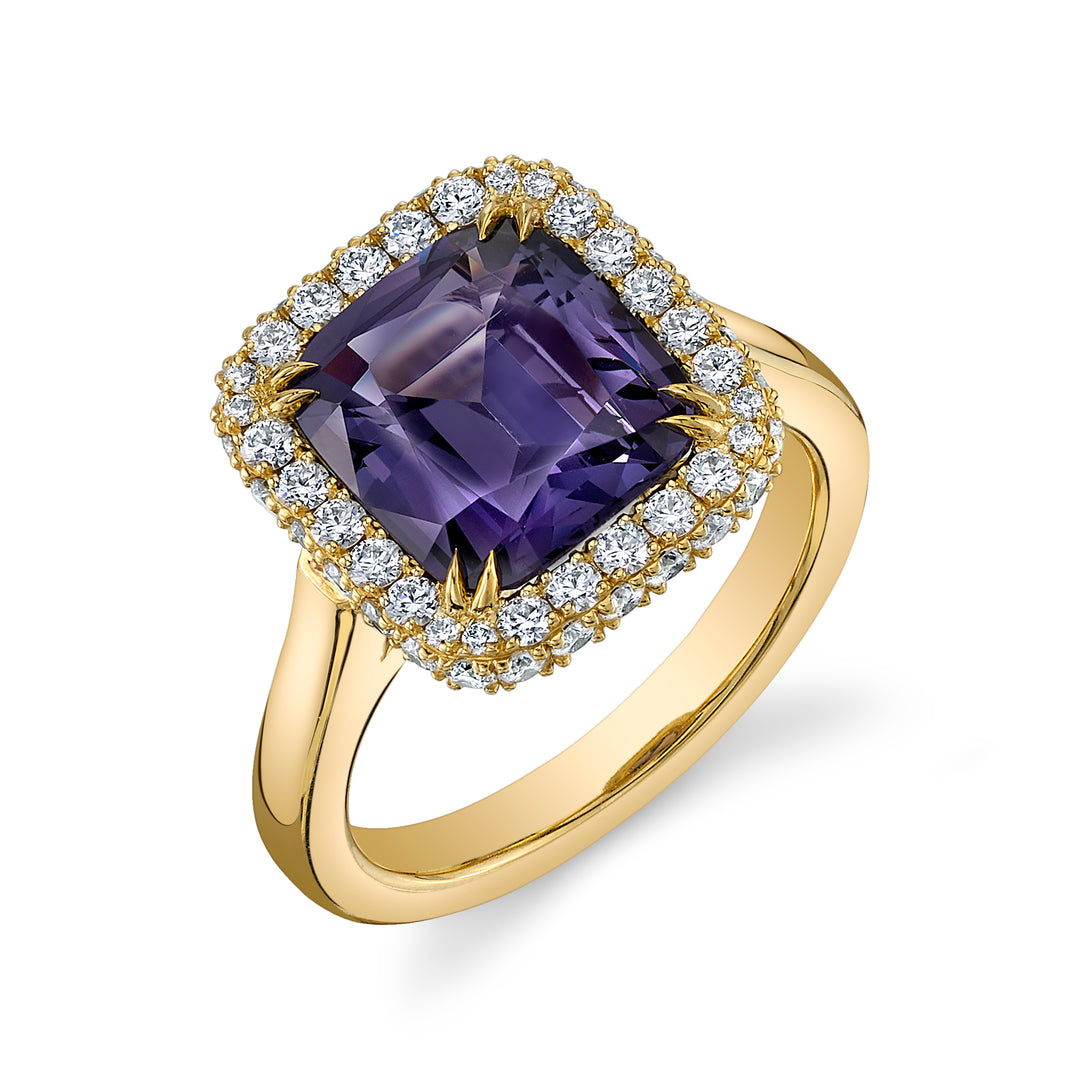 4.01ct Cushion Purple Spinel & Diamond Ring