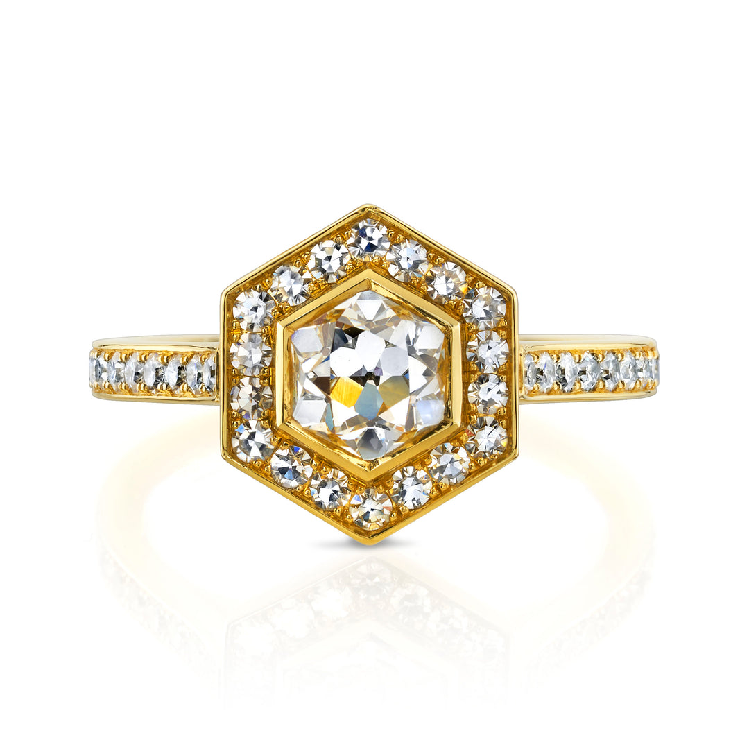 1.04ct Hexagonal Brilliant Diamond 18K Yellow Gold Ring