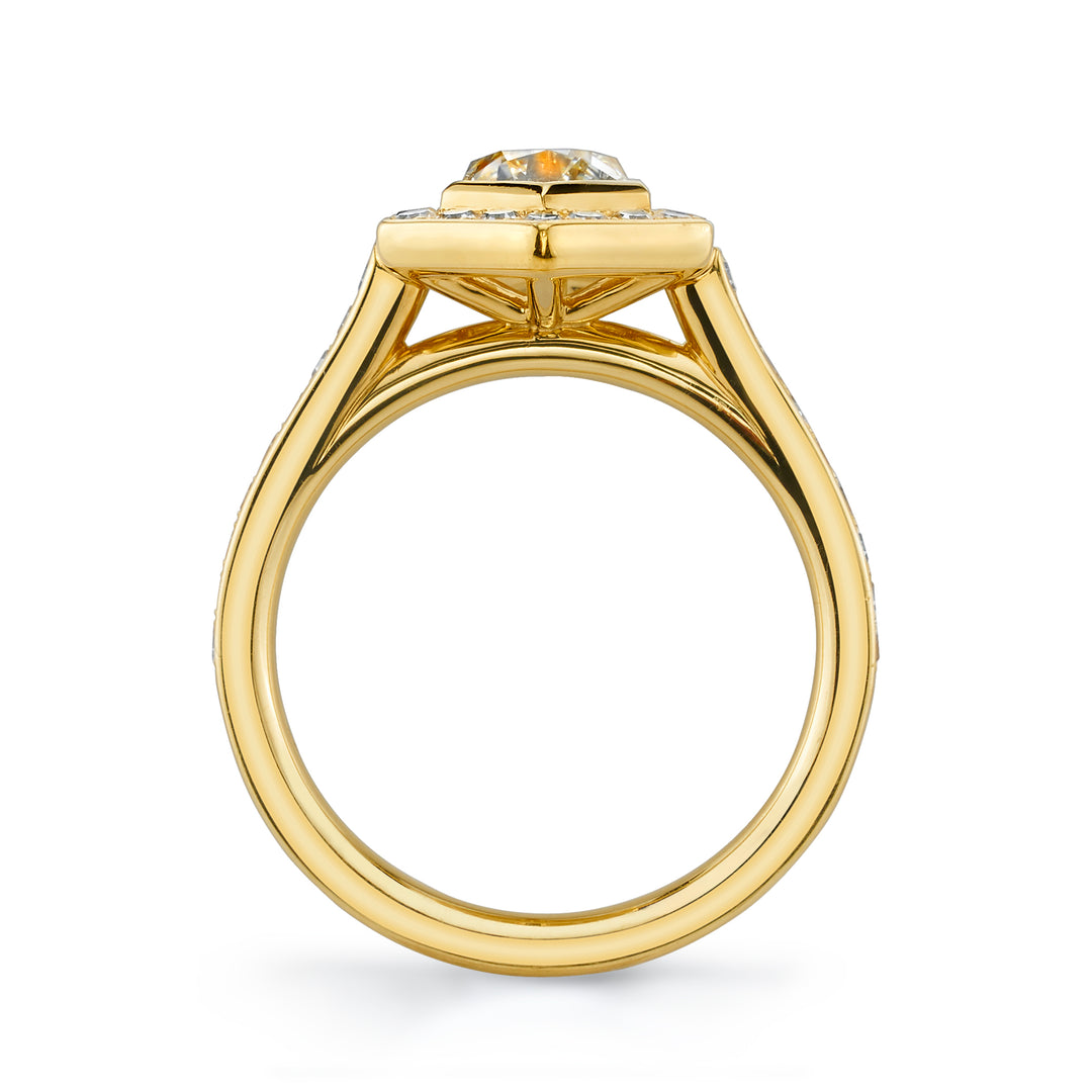 1.04ct Hexagonal Brilliant Diamond 18K Yellow Gold Ring