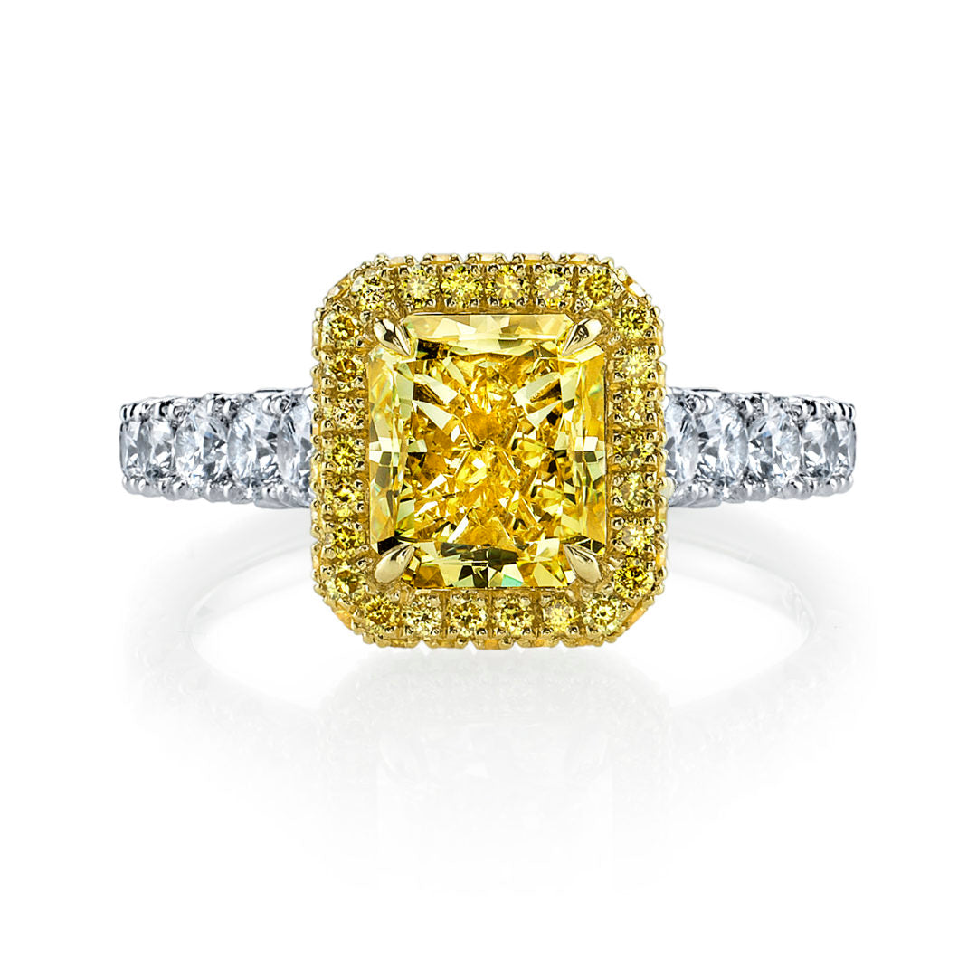 Yellow Diamond Crown with Cathedral Style Platinum Ring