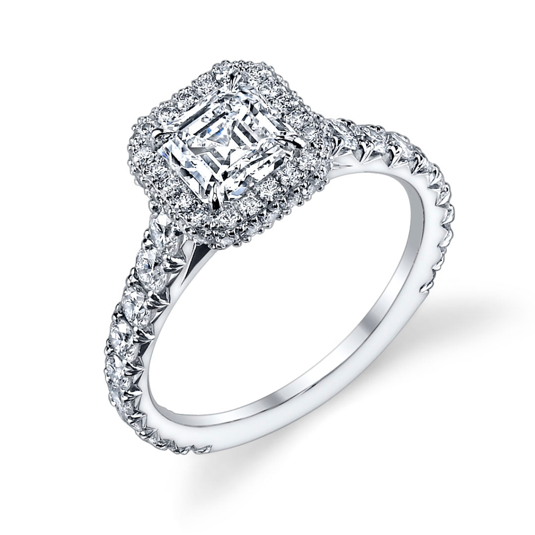 Double Sided Halo Cathedral Diamond Ring