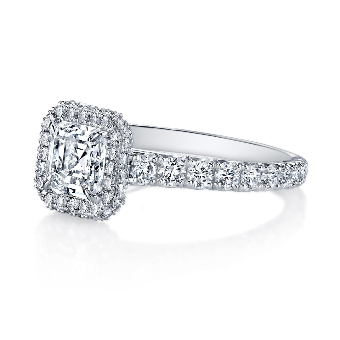 Double Sided Halo Cathedral Diamond Ring