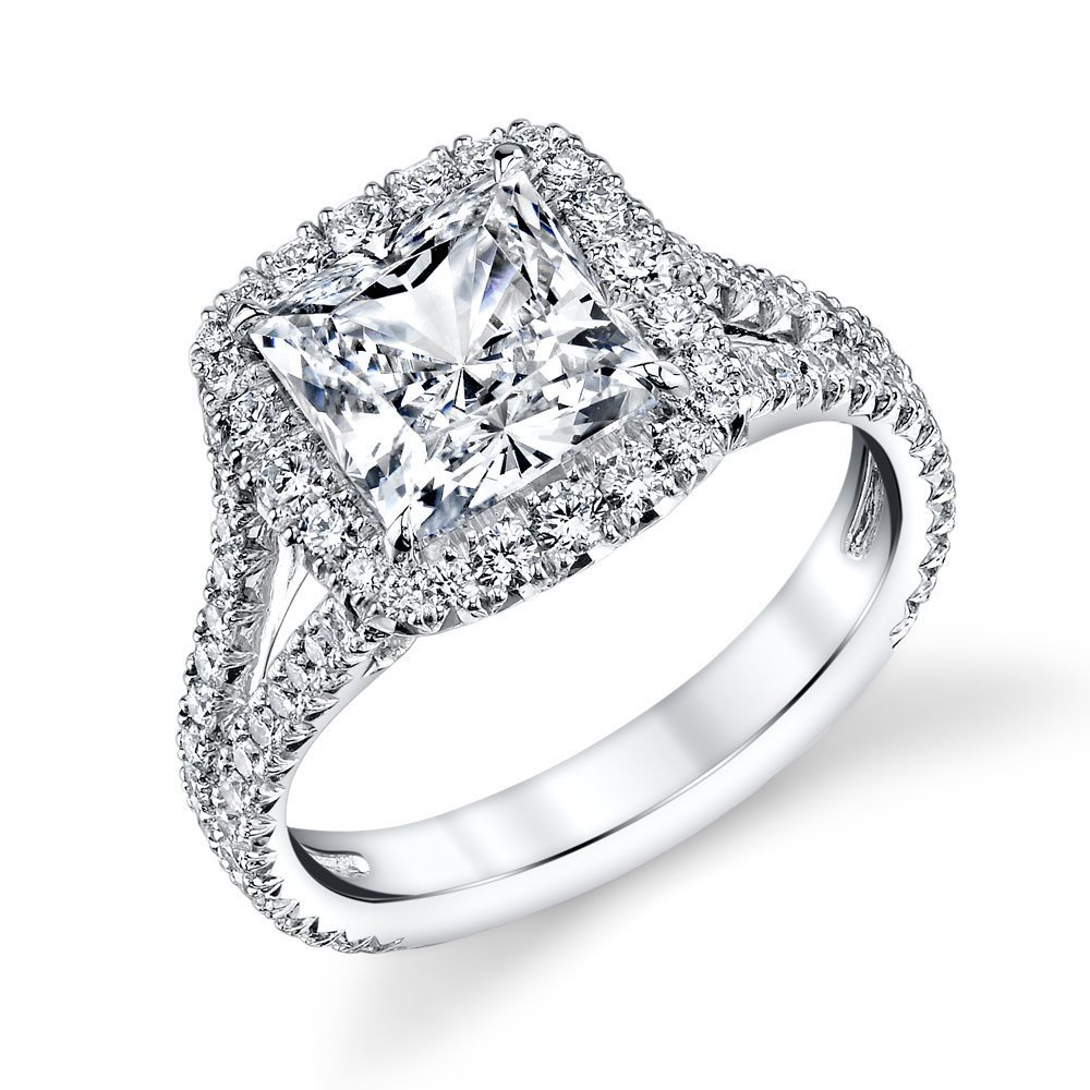 Princess Cut Cushion Halo Diamond Ring