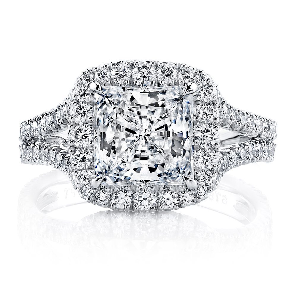 Princess Cut Cushion Halo Diamond Ring