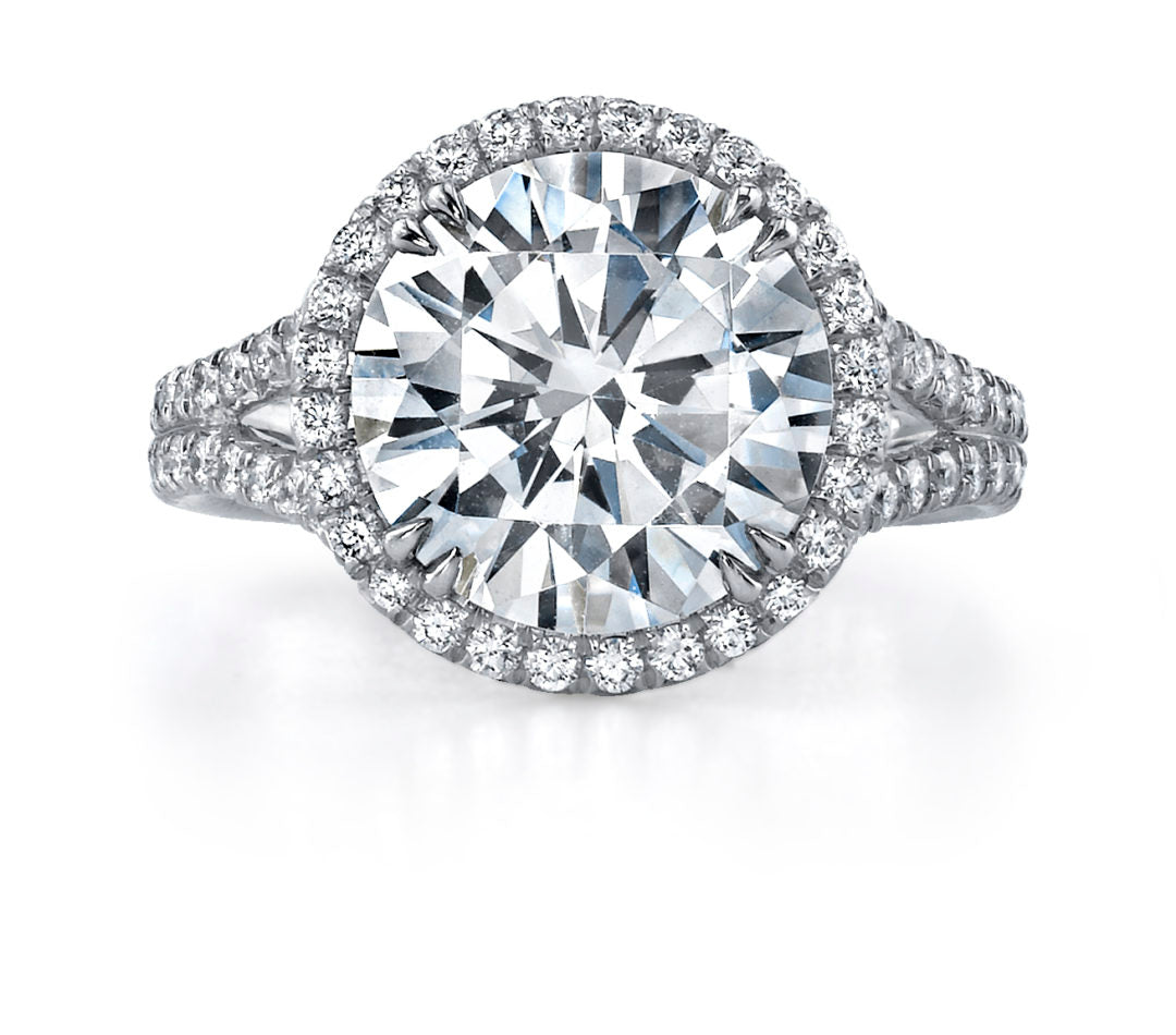 Split Shank Round Halo Diamond Ring