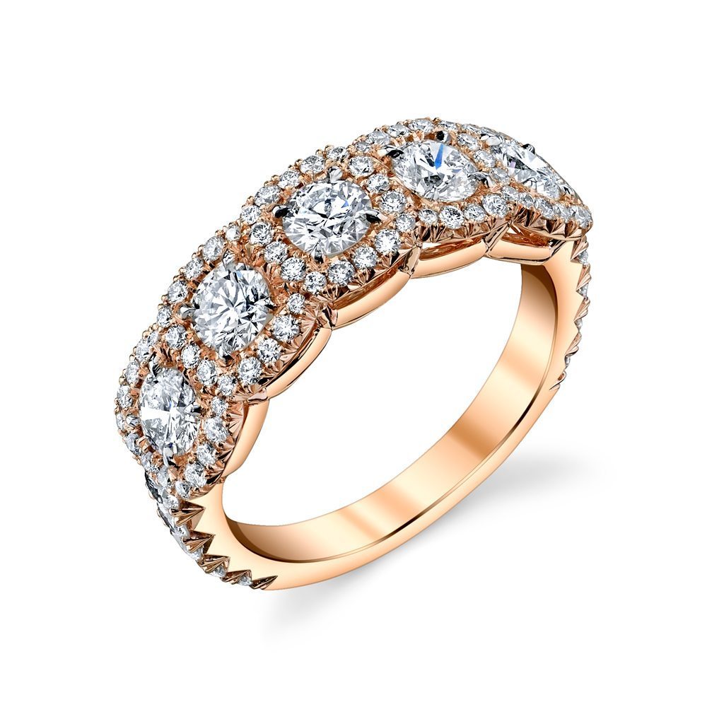 5 Round Brilliant Diamond Cushion Halo Band