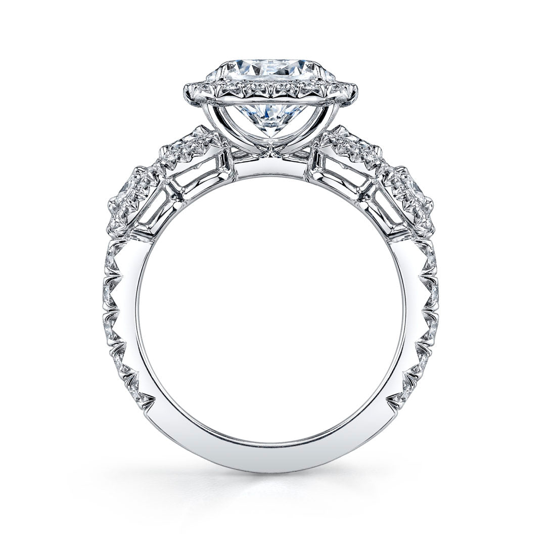 5 Stone Cushion Halo Diamond Ring