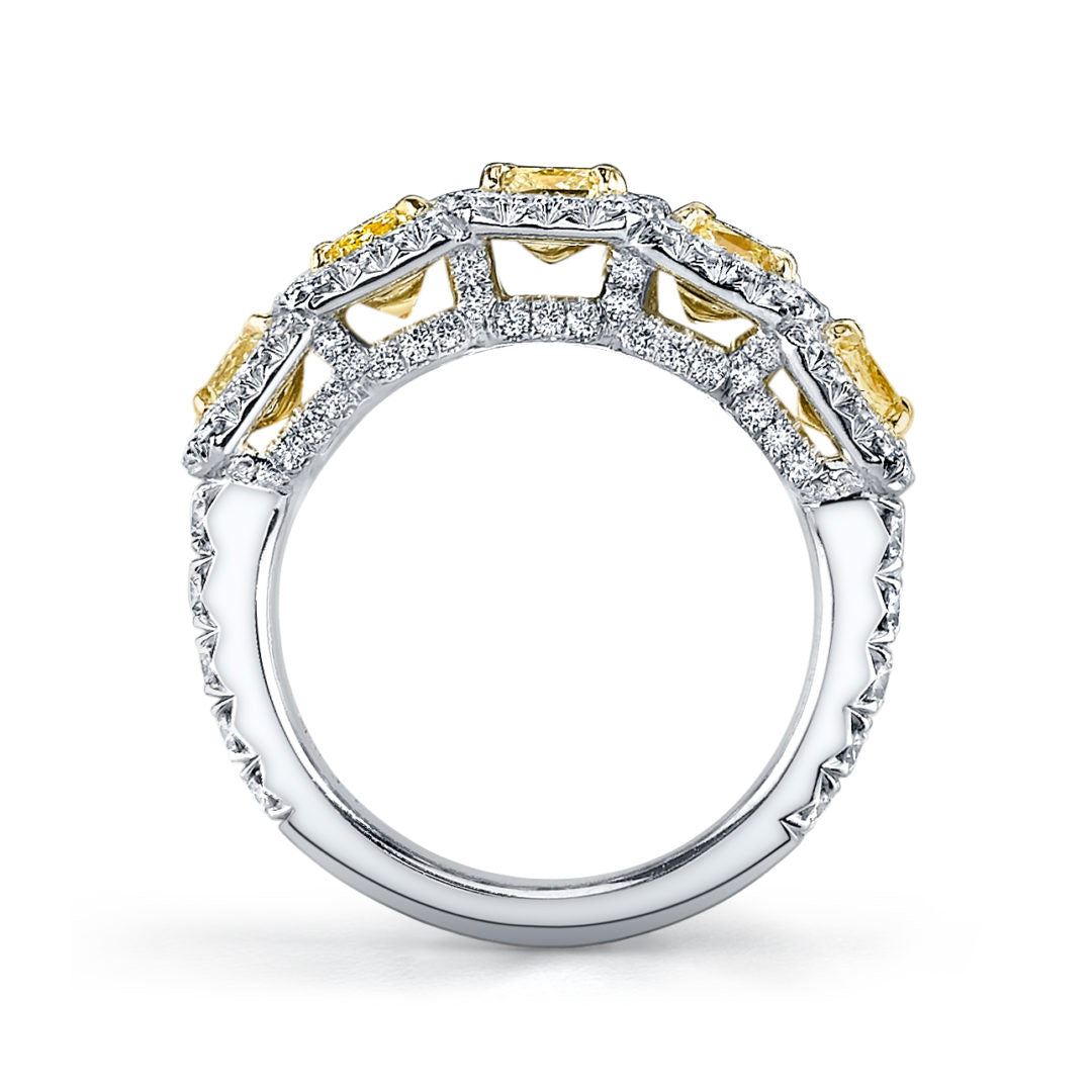 5 Stone Fancy Yellow Diamond Band