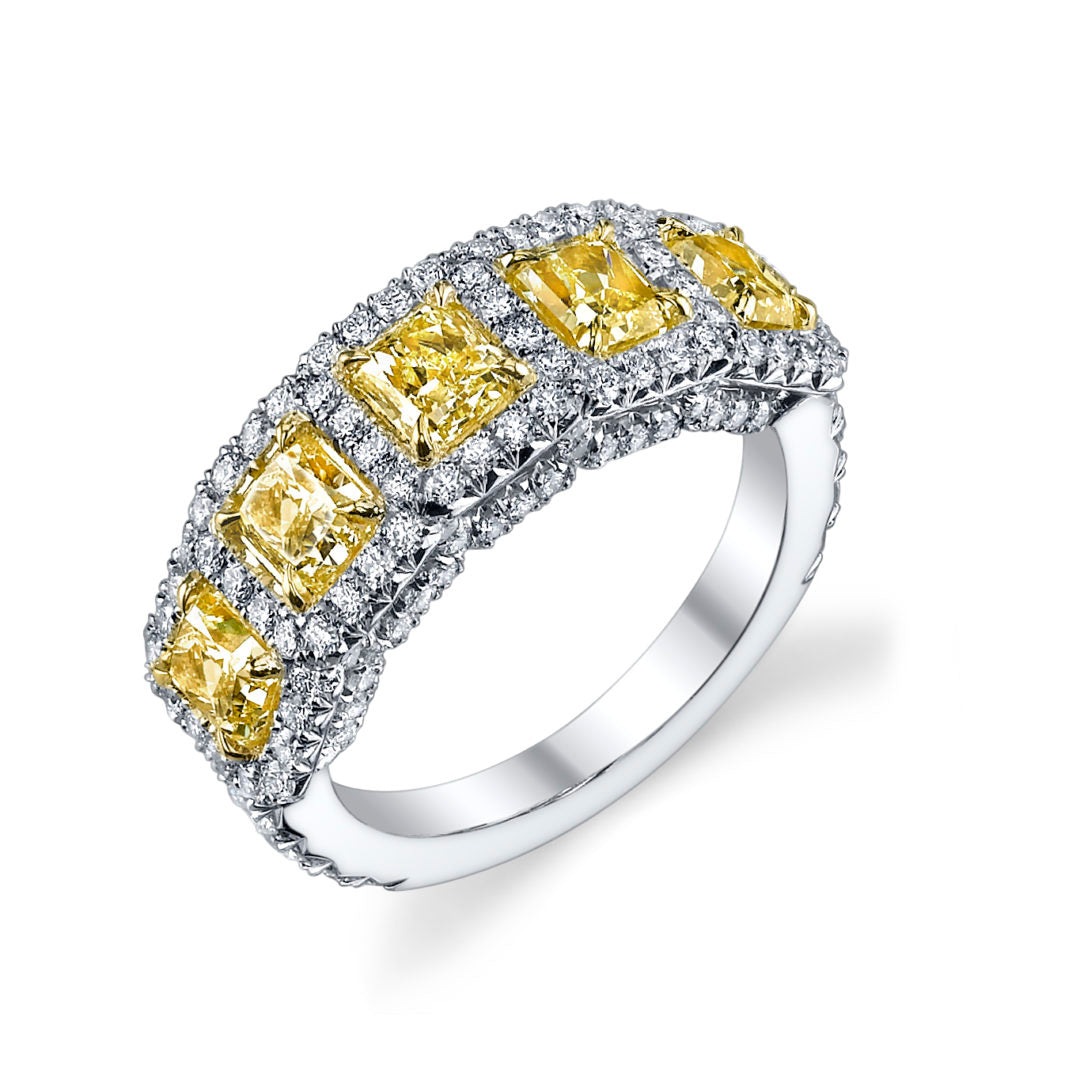 5 Stone Fancy Yellow Diamond Band