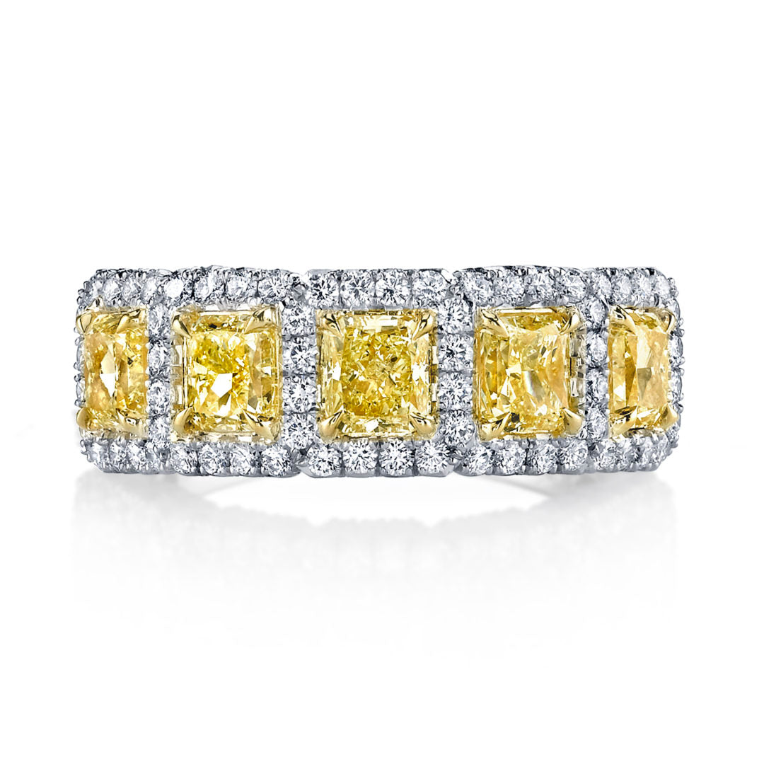 5 Stone Fancy Yellow Diamond Band