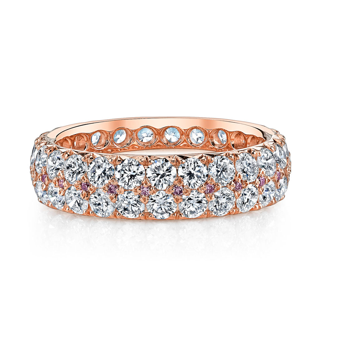 Pink Peek-A-Boo Diamond 18K Rose Gold Eternity Band