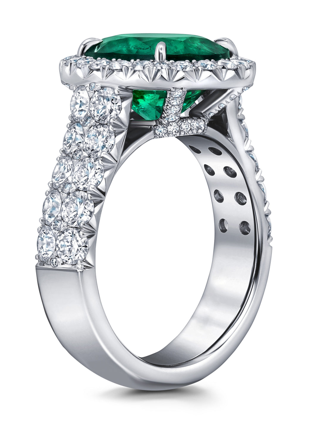 4.19ct Oval Colombian Emerald & Diamond Ring in Platinum