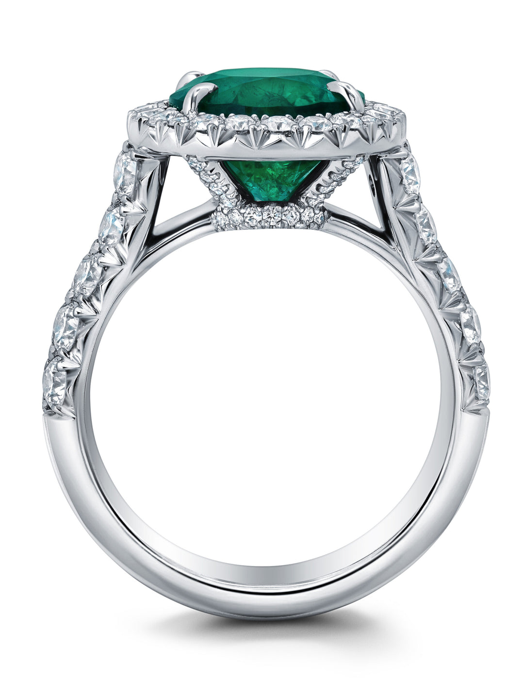 4.19ct Oval Colombian Emerald & Diamond Ring in Platinum