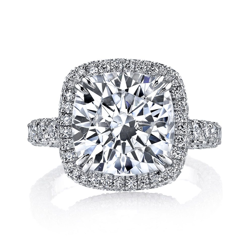 "U" Gallery Halo Diamond Ring