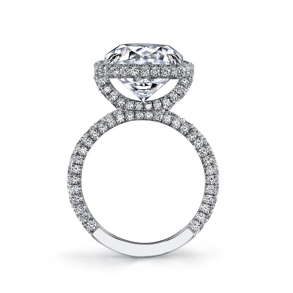 "U" Gallery Halo Diamond Ring