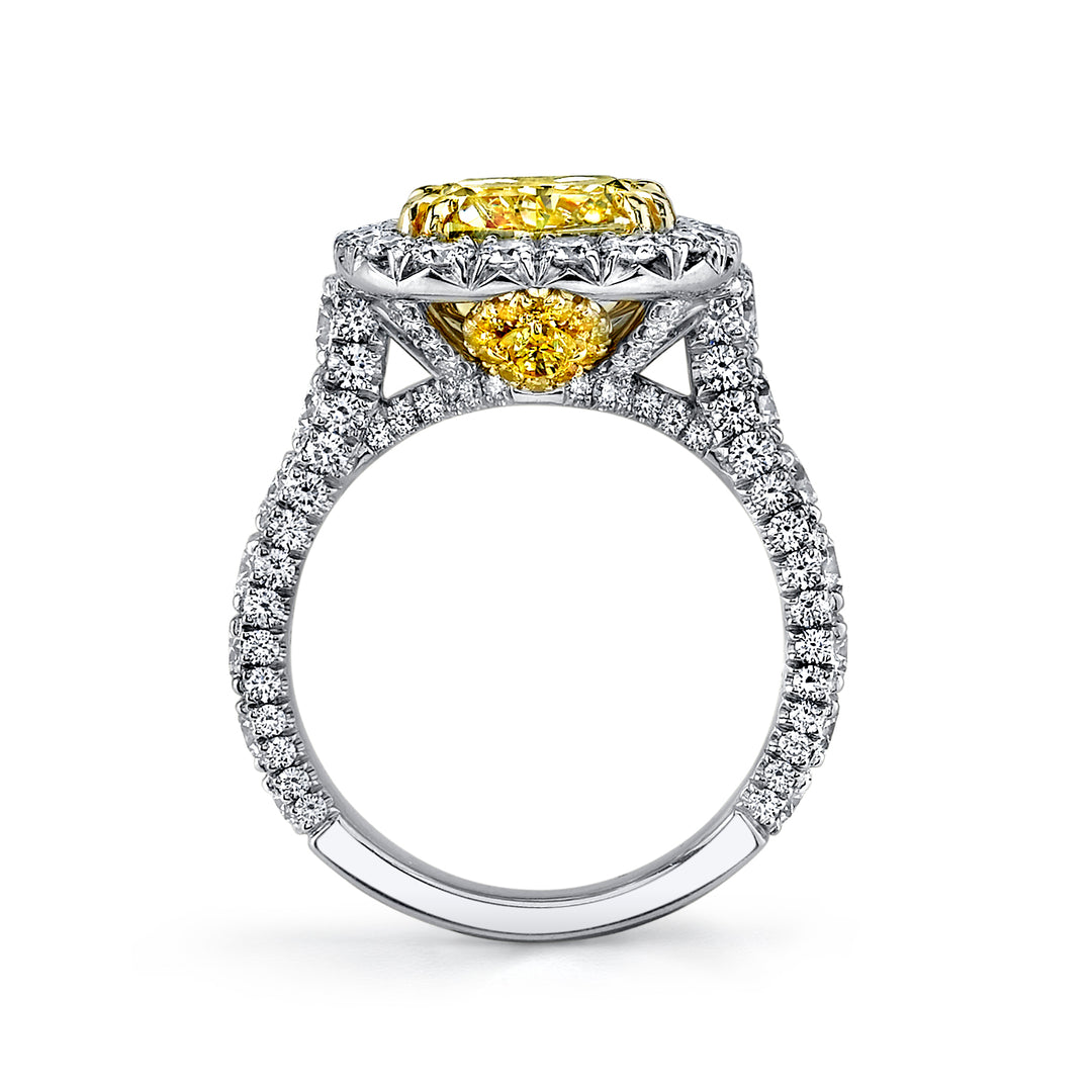 Cushion Cut Fancy Yellow Bold Diamond Ring