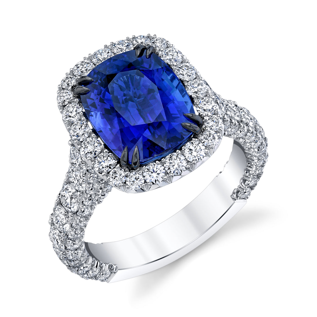 Cushion Sapphire & Diamond Ring