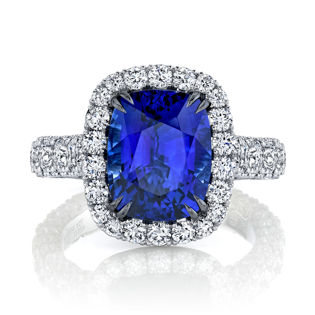 Cushion Sapphire & Diamond Ring