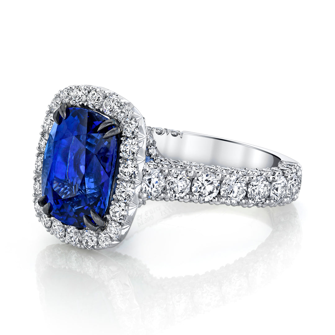 Cushion Sapphire & Diamond Ring