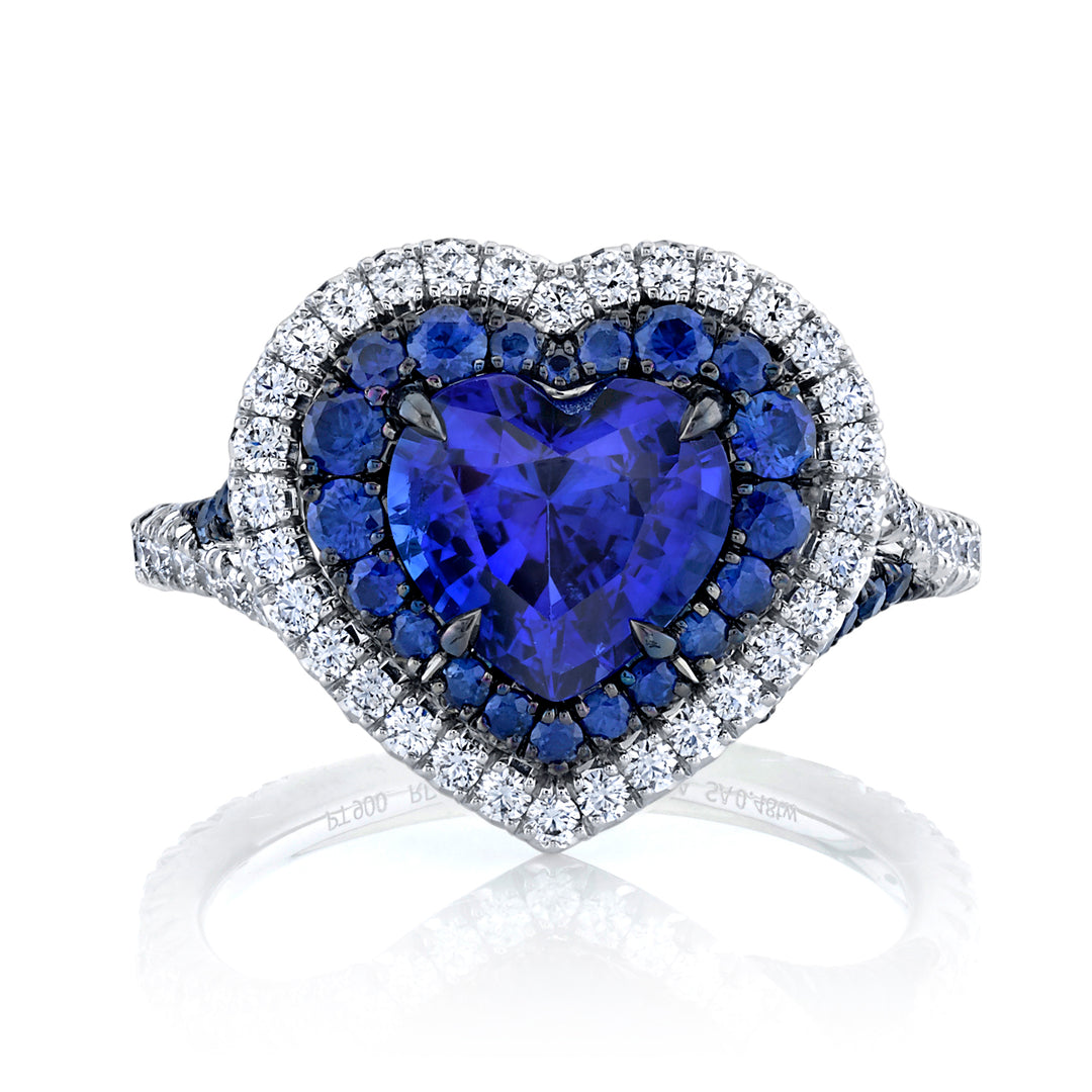 Heart Shaped Sapphire & Diamond Ring