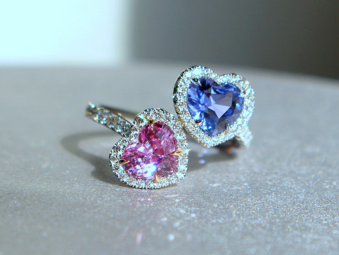 Hugging Heart Sapphire & Diamond Ring