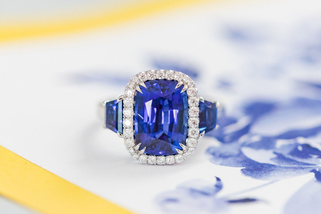 Cushion Sapphire & Diamond Ring