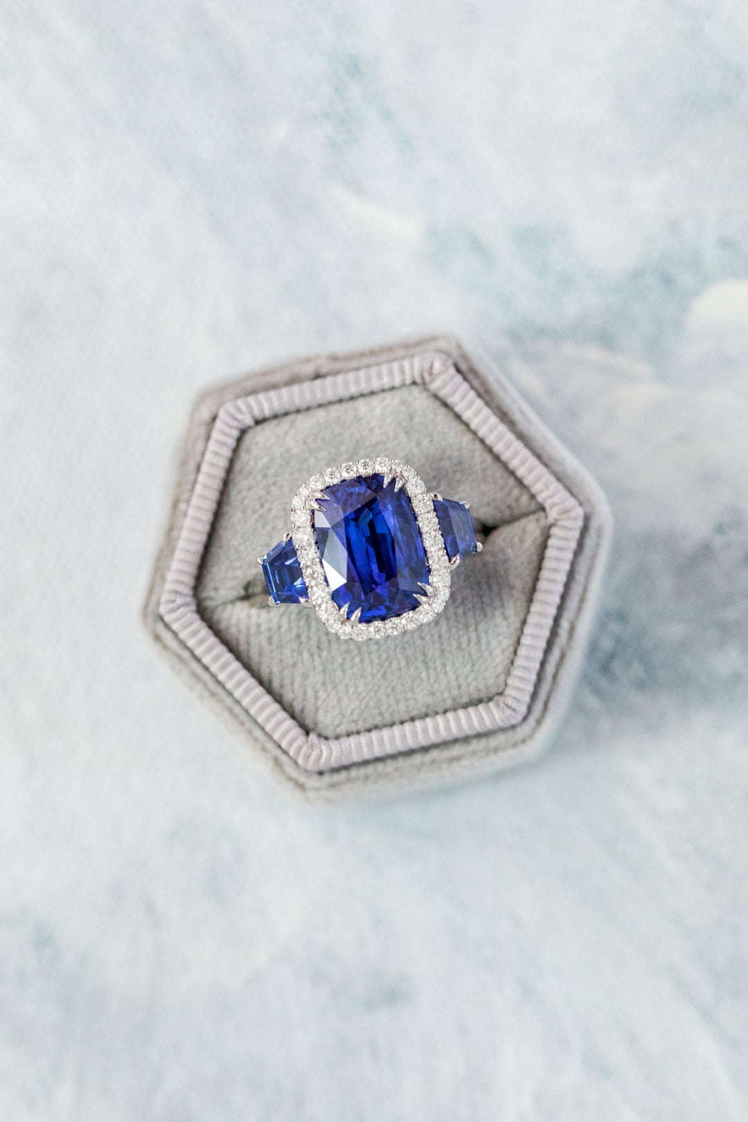 Cushion Sapphire & Diamond Ring