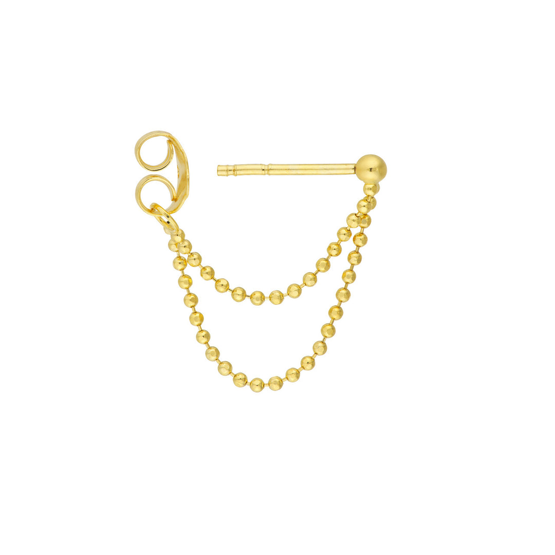 Double Drop Diamond-Cut Bead Chain Earrings in 14K Yellow Gold