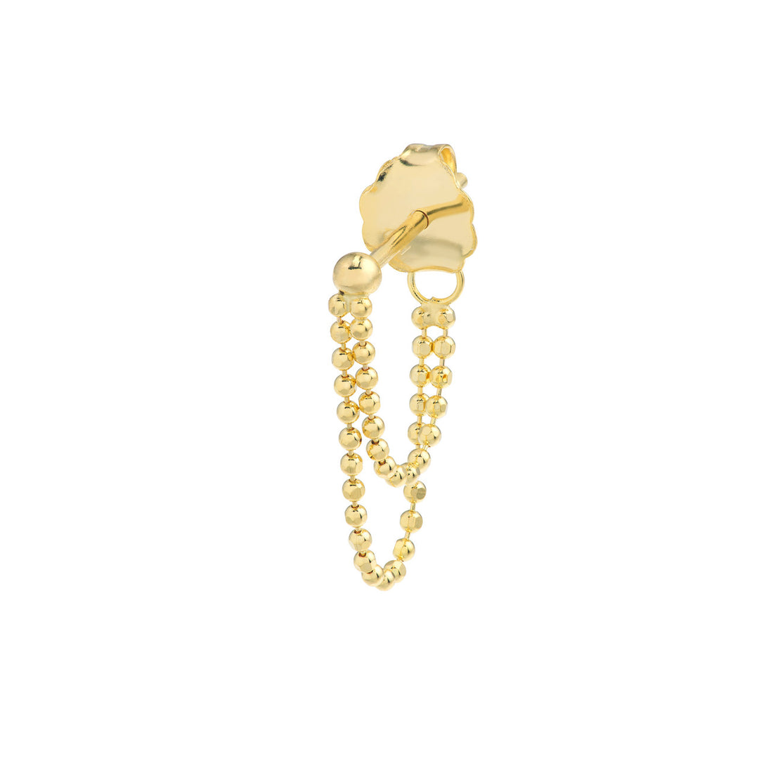 Double Drop Diamond-Cut Bead Chain Earrings in 14K Yellow Gold