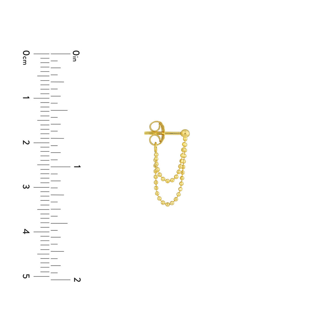 Double Drop Diamond-Cut Bead Chain Earrings in 14K Yellow Gold