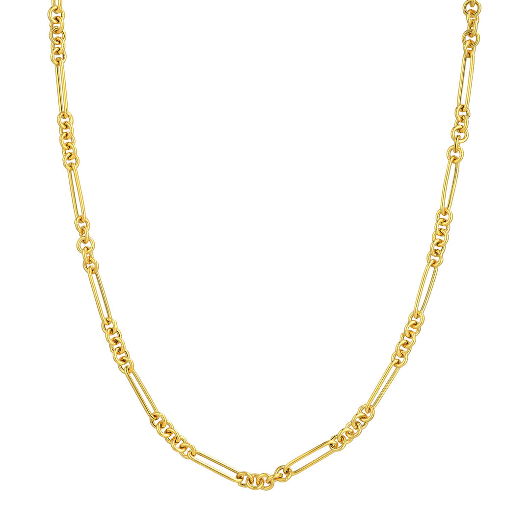 Fancy Rounded Mixed Semi-Solid Paperclip Chain in 14K Yellow Gold