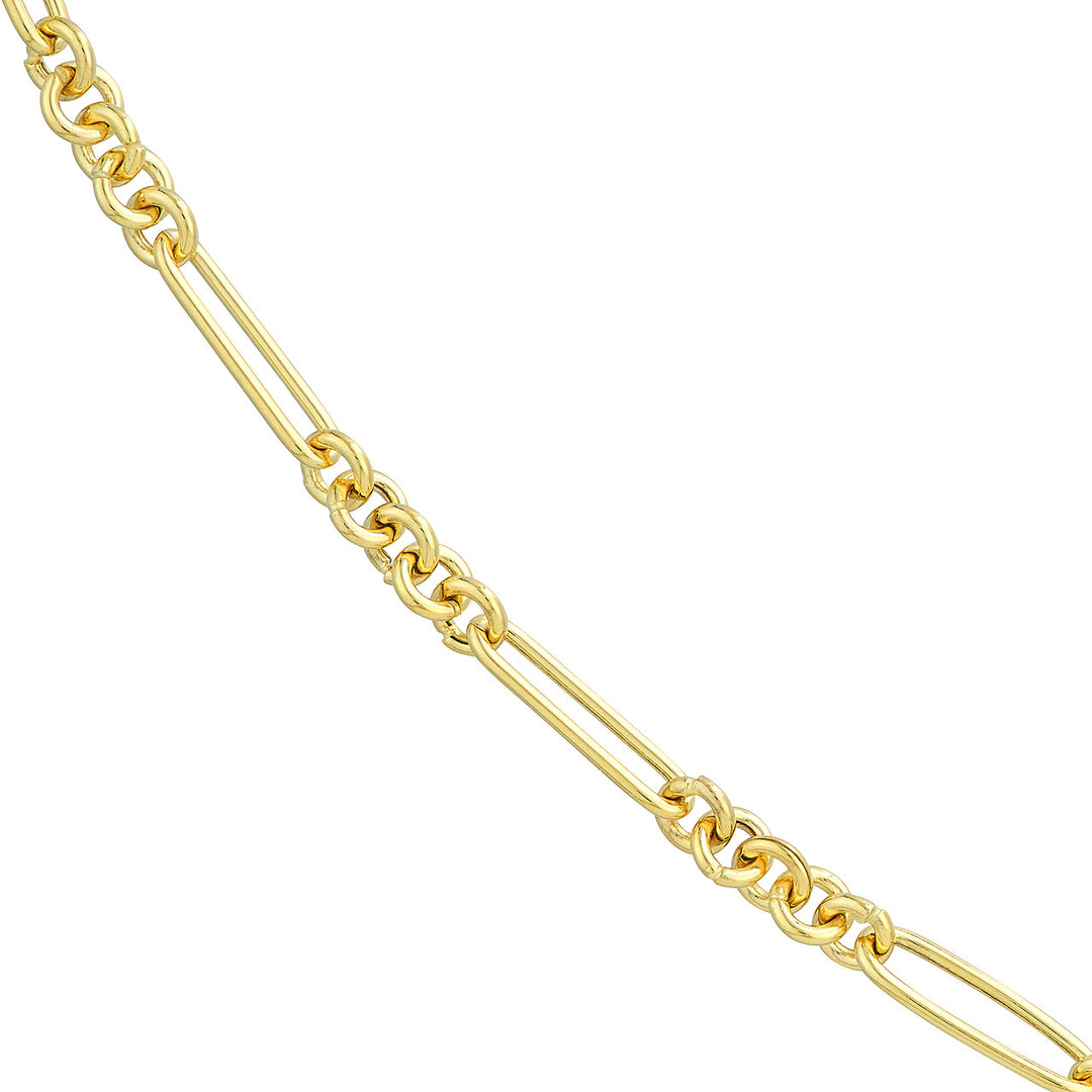 Fancy Rounded Mixed Semi-Solid Paperclip Chain in 14K Yellow Gold