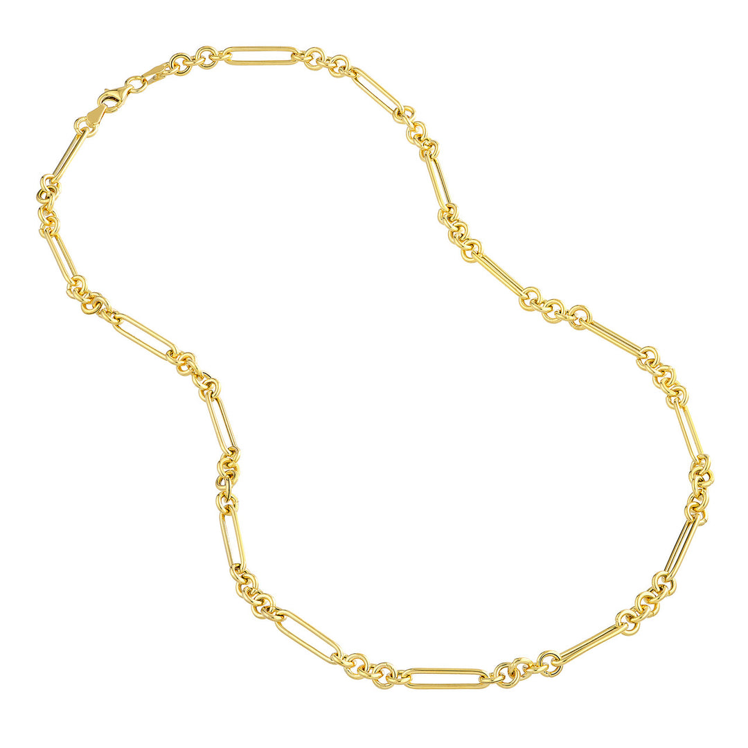 Fancy Rounded Mixed Semi-Solid Paperclip Chain in 14K Yellow Gold