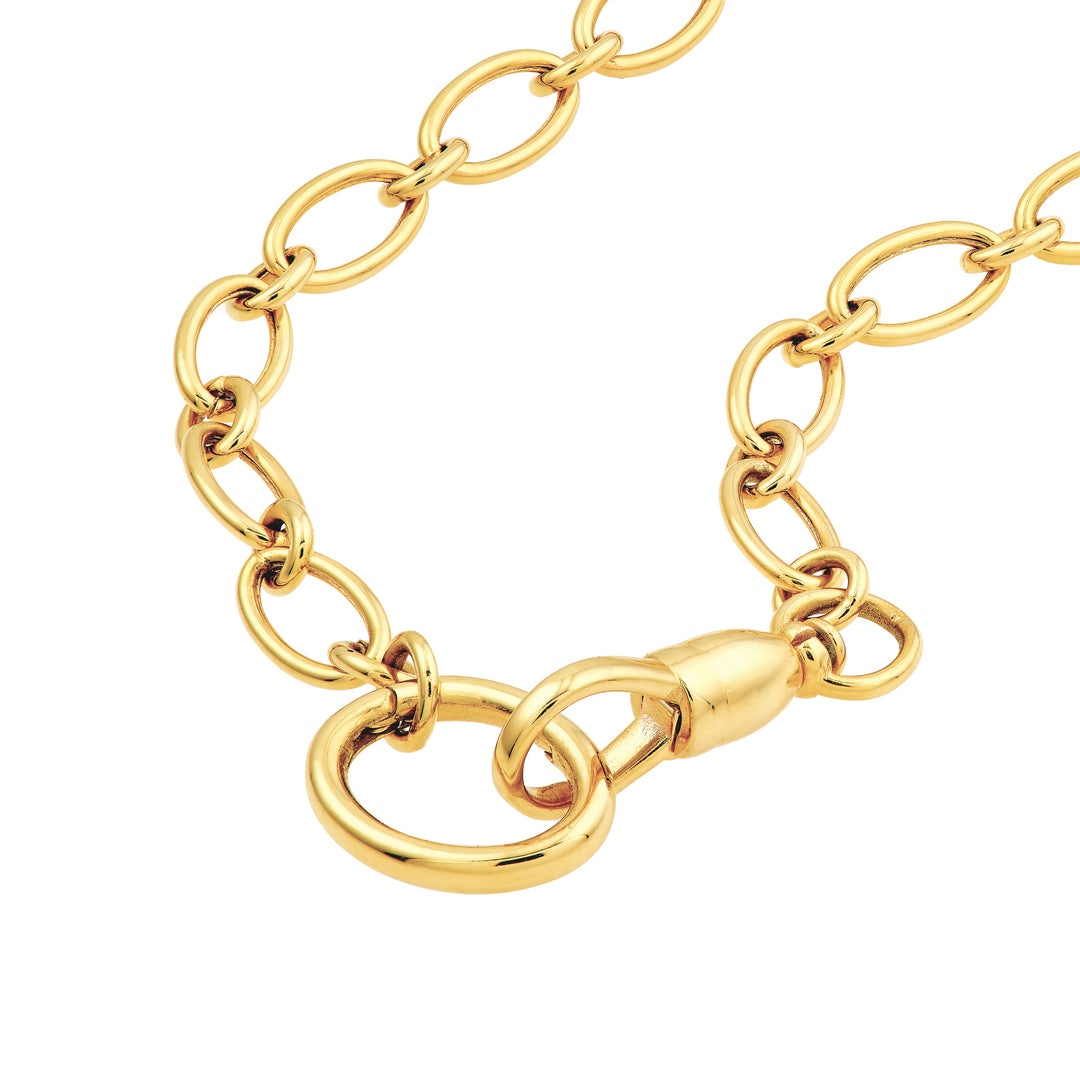 14K Yellow Gold Oval Link Chain Necklace with Oval Push Lock