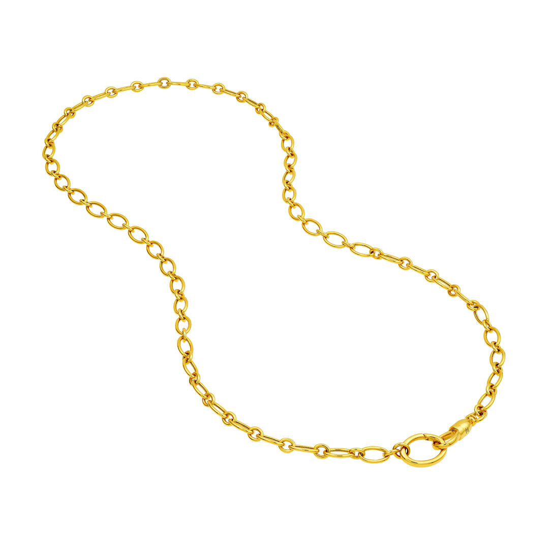 14K Yellow Gold Oval Link Chain Necklace with Oval Push Lock