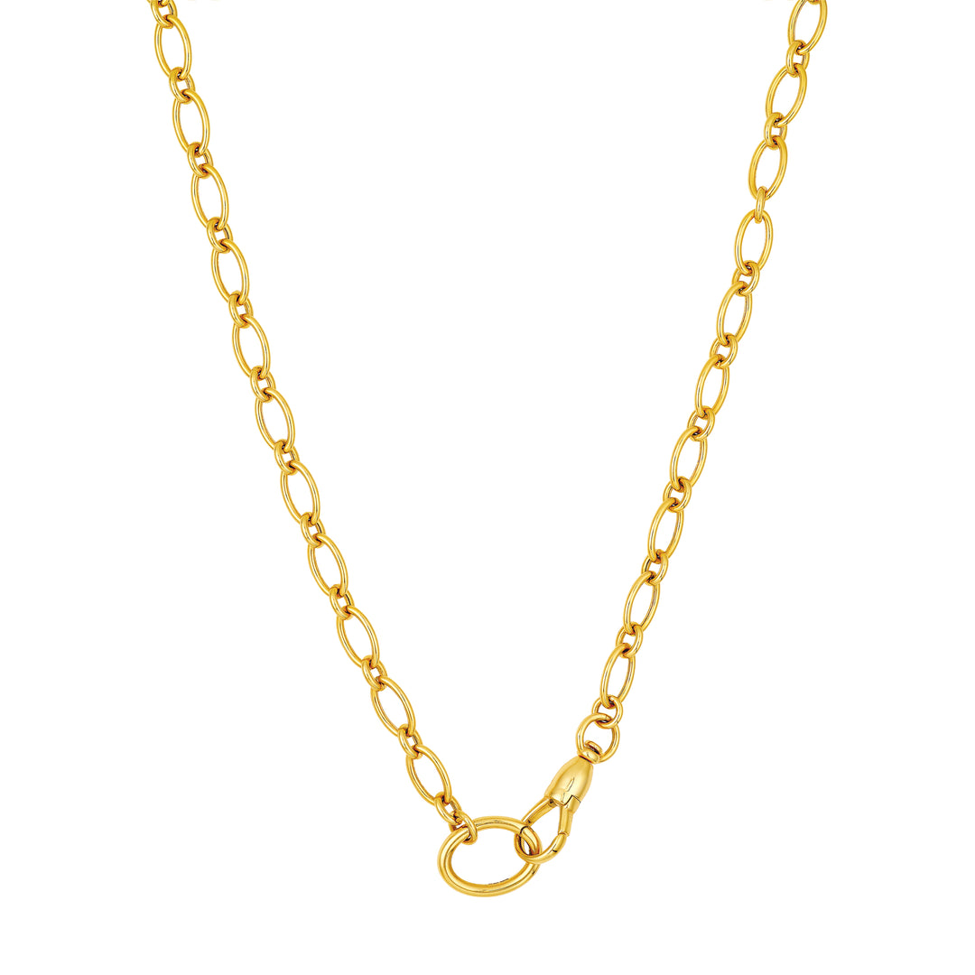 14K Yellow Gold Oval Link Chain Necklace with Oval Push Lock