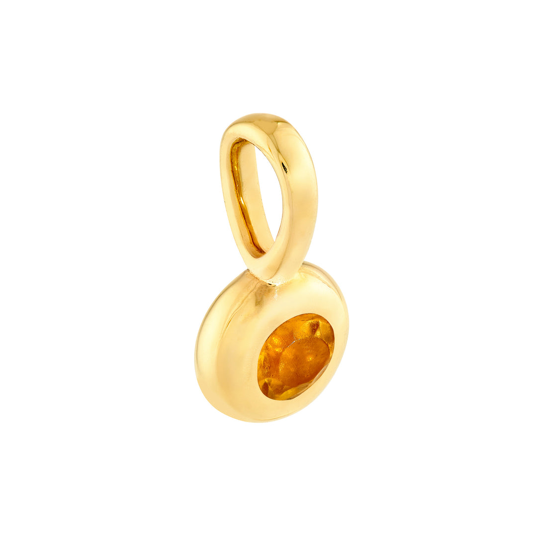 0.09ct Round Citrine Bezel Mini Pendant/Charm in 14K Yellow Gold