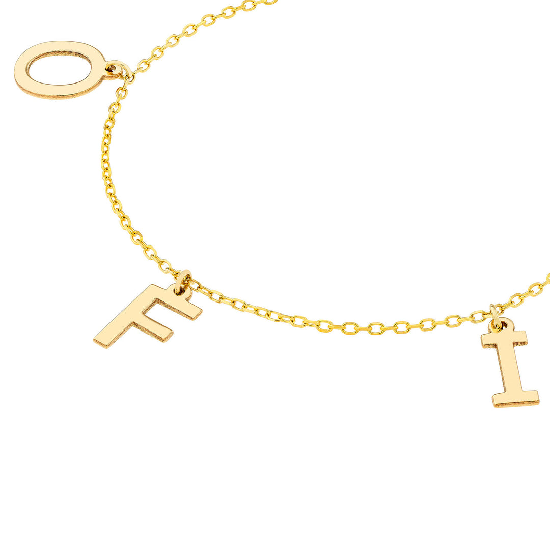 Initial Dangle Station Necklace in 14K Gold