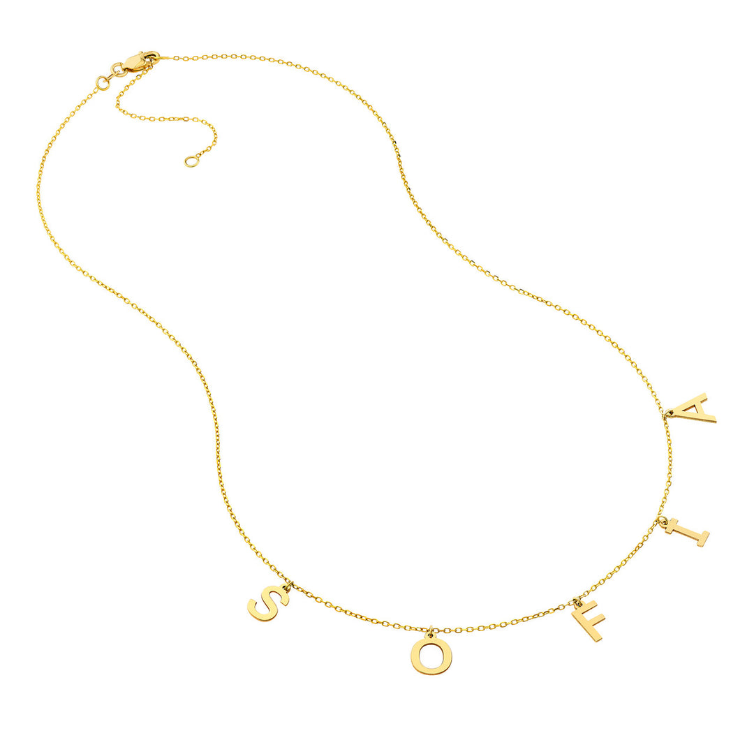 Initial Dangle Station Necklace in 14K Gold